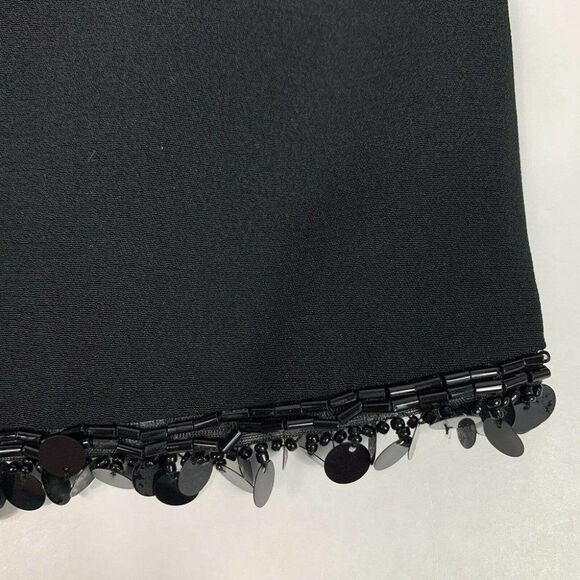 Ann Taylor Black Classic Beaded Hem Back Zipper 3/4 Sleeve Top Blouse Women’s 4 - Picture 8 of 12
